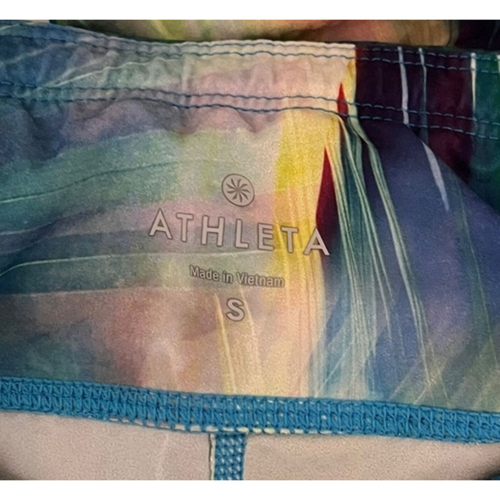 Athleta Pants Women Small Blue Green Tropea Dobby Be Free Kicker Crop Watercolor - Picture 5 of 7
